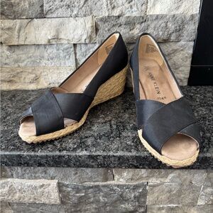 Anne Klein Black Wedge Sandals